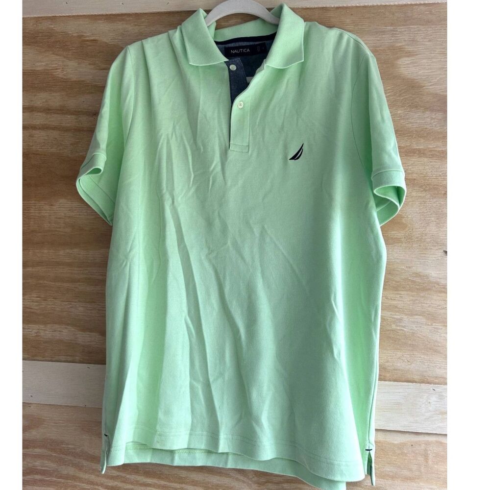 Nautica Polo Mens Size Large Mint Green Short Sleeve